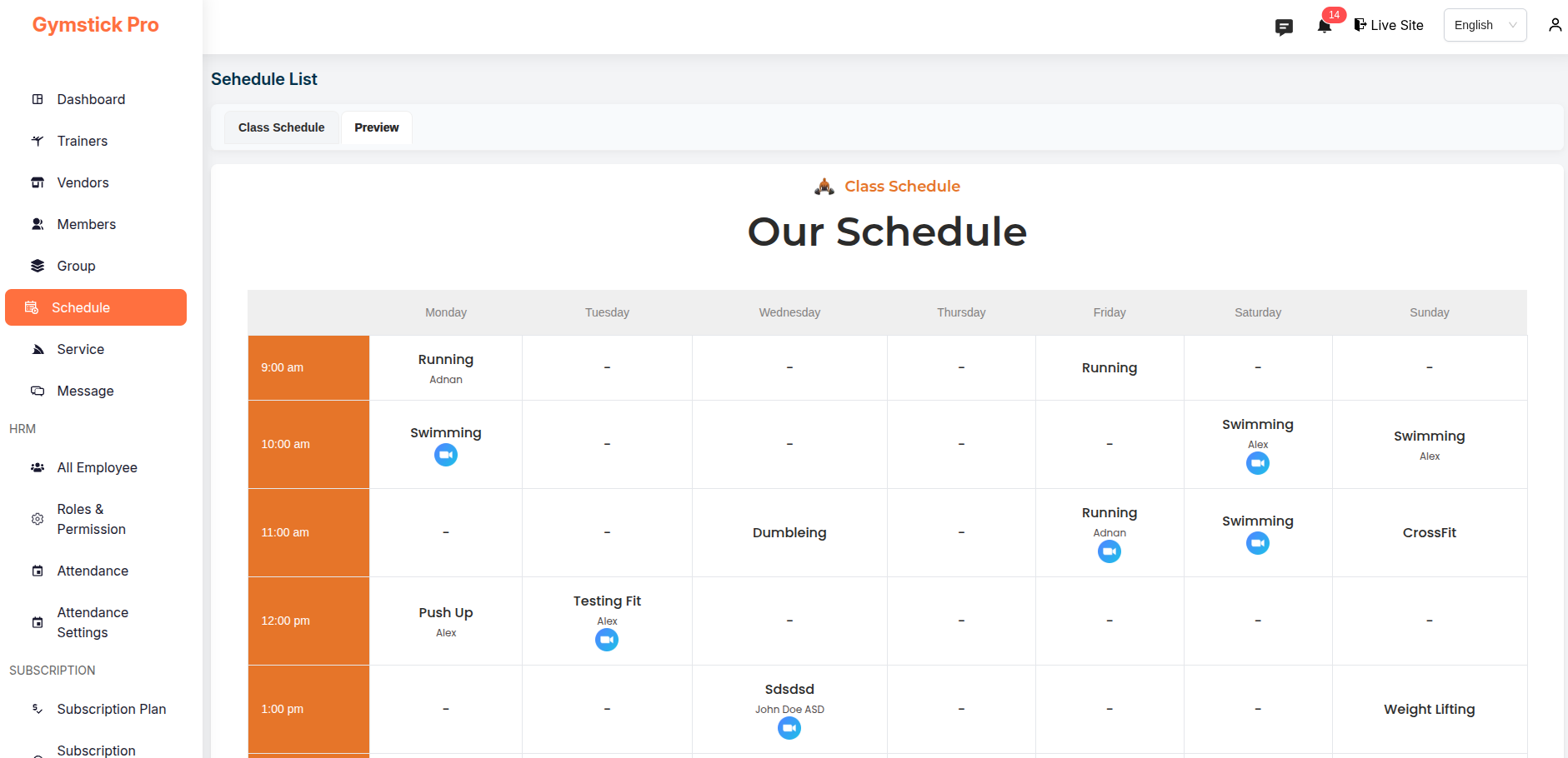Edit Schedule